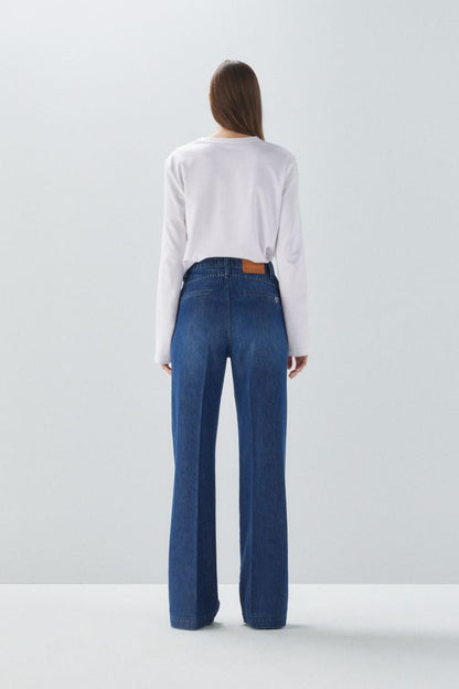 Jeans flare con piega stirata Please