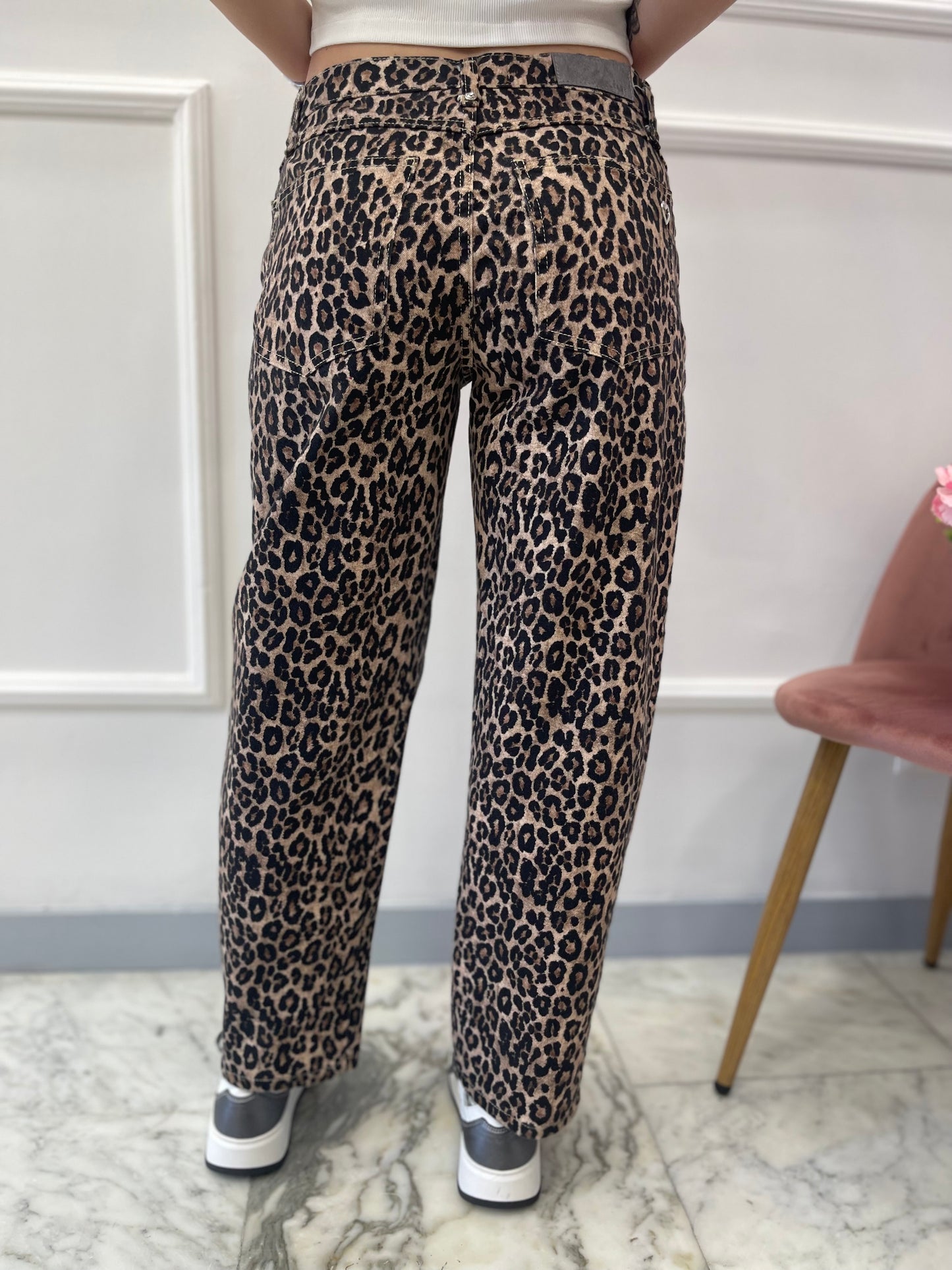 Pantaloni Straight con Stampa Animalier Please