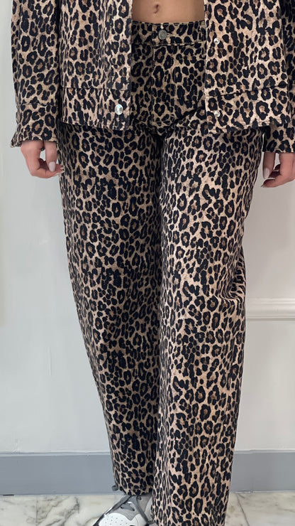 Pantaloni Straight con Stampa Animalier Please