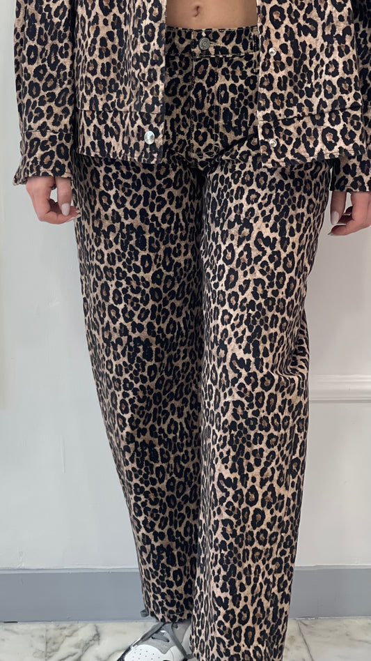 Pantaloni Straight con Stampa Animalier Please